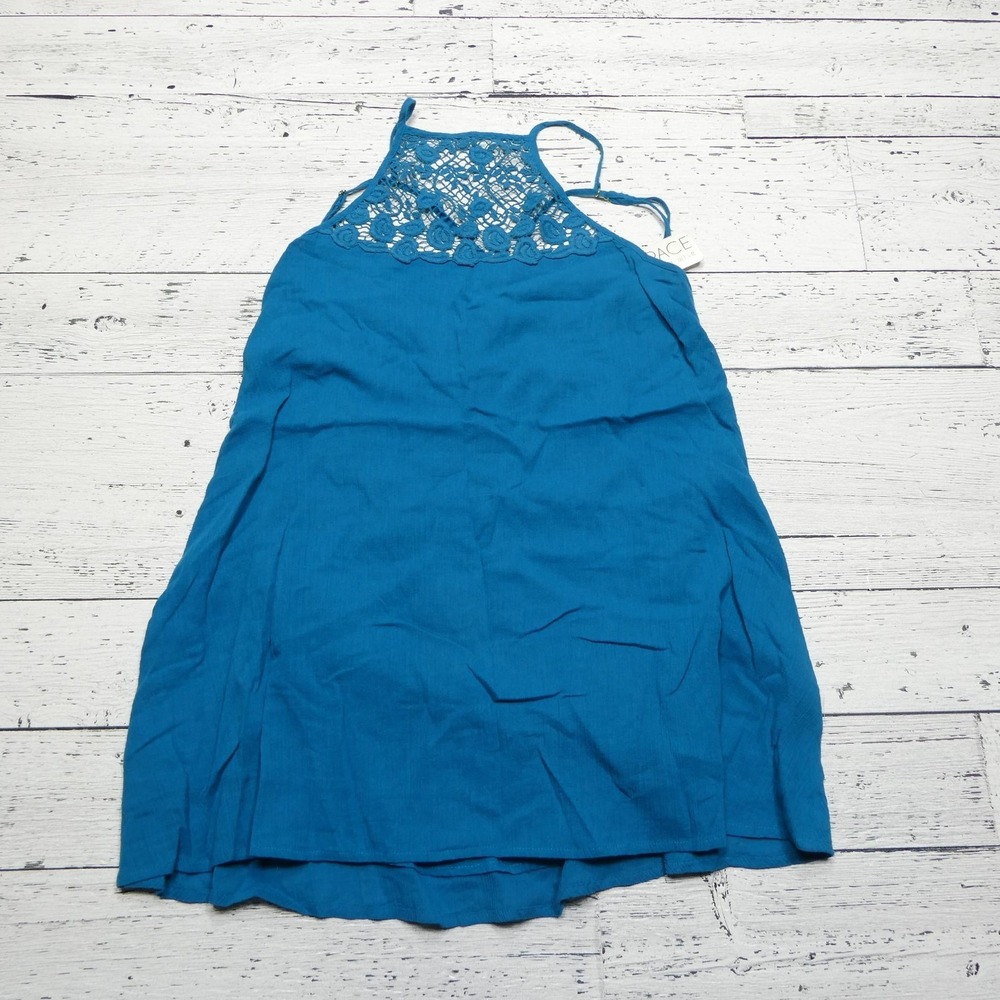 L Space Dress Womens XS Crochet Lace Halter Sundress Beach Summer Boho Festival